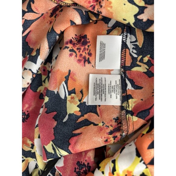 Jones New York Sleeveless shirt blouse 16 Size Floral Print Top Ruffle neck Mult - Picture 8 of 8